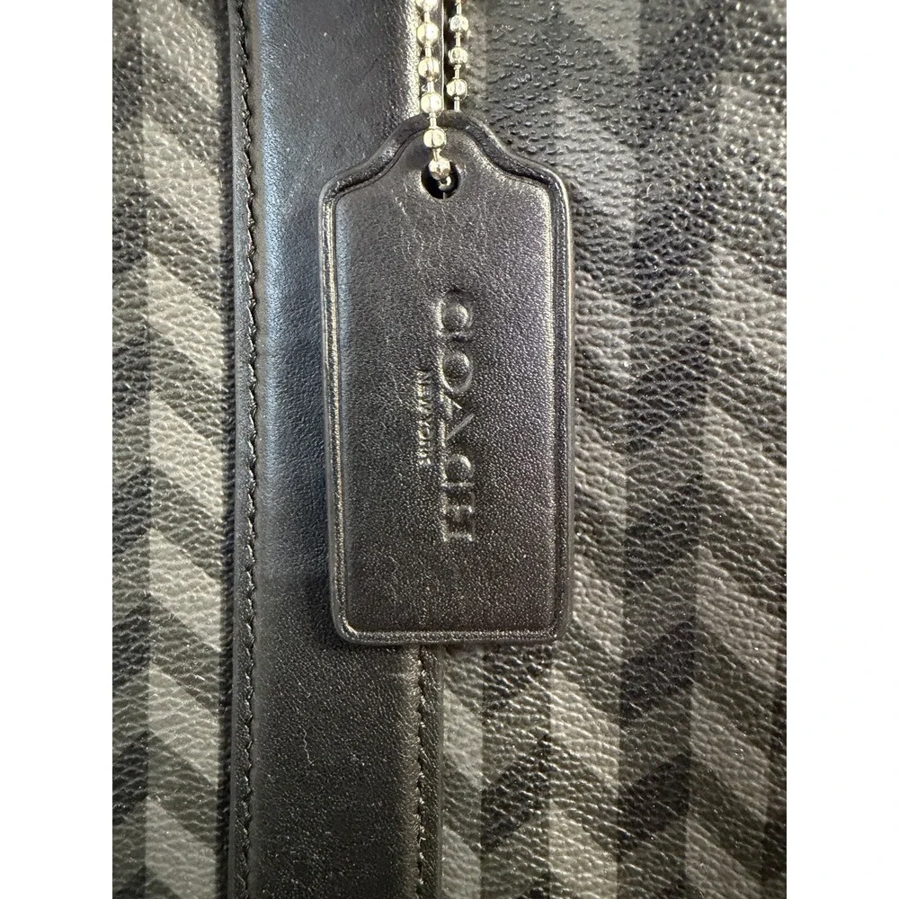 Coach Men's Perry Slim Briefcase Herringbone Print Computer Travel Bag F24722